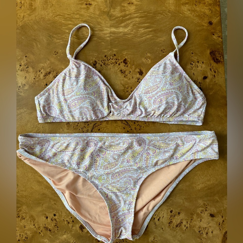 Women’s J Crew pink paisley bikini L